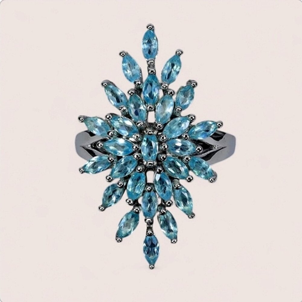 925 Sterling Silver Ring Sz 65 with Natural Apatite Gemstone